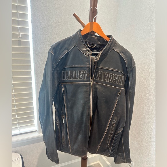 Harley-Davidson Dark Brown Leather Jacket - Picture 1 of 3